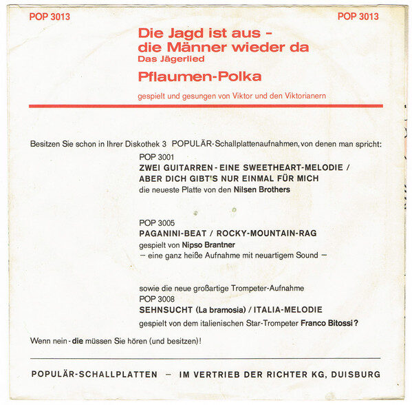 Viktor Und Die Viktorianer – Die Jagd Ist Aus - Die Männer Wieder Da (Das Jägerlied) (Single) – Bild 2