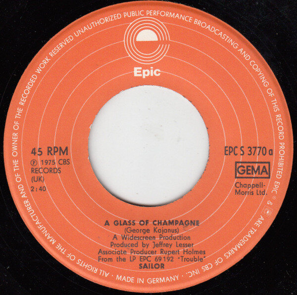 Sailor – A Glass Of Champagne (Single) – Bild 3