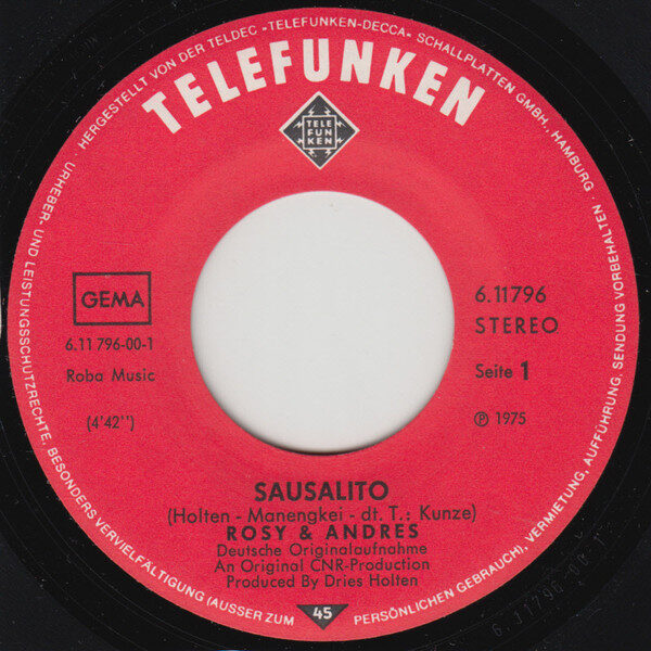 Rosy & Andres – Sausalito (Single) – Bild 3