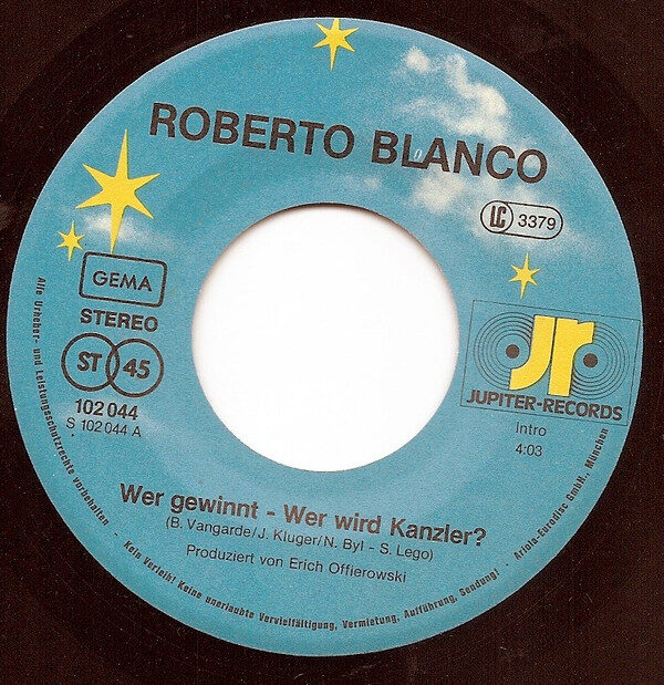 Roberto Blanco – Wer Gewinnt - Wer Wird Kanzler? (Single) – Bild 3