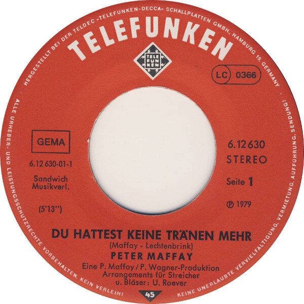 Peter Maffay – Du Hattest Keine Tränen Mehr (Single) – Bild 3