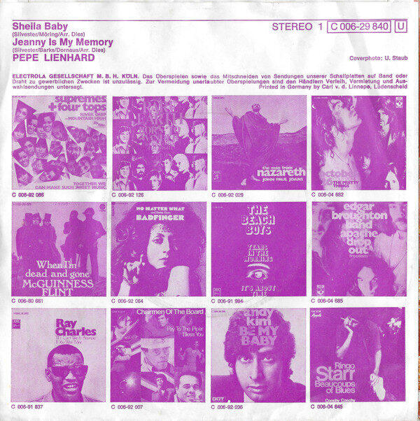 Pepe Lienhard – Sheila Baby / Jeanny Is My Memory (Single) – Bild 2