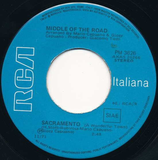 Middle Of The Road – Sacramento / Love Sweet Love (Single) – Bild 3