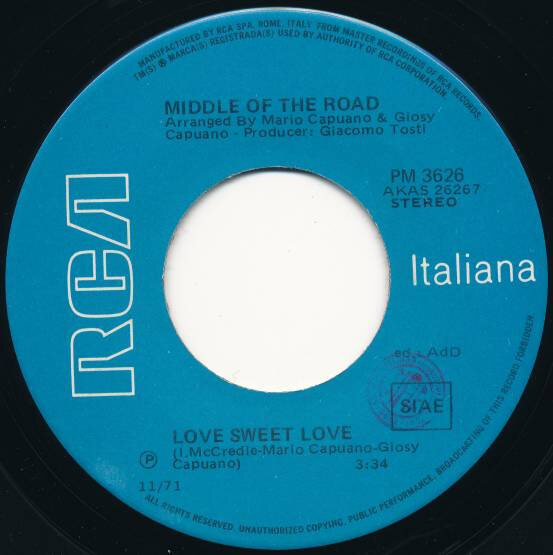 Middle Of The Road – Sacramento / Love Sweet Love (Single) – Bild 4