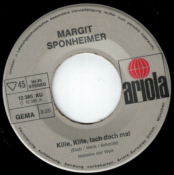 Margit Sponheimer – Kille, Kille, Lach Doch Mal (Single) – Bild 3