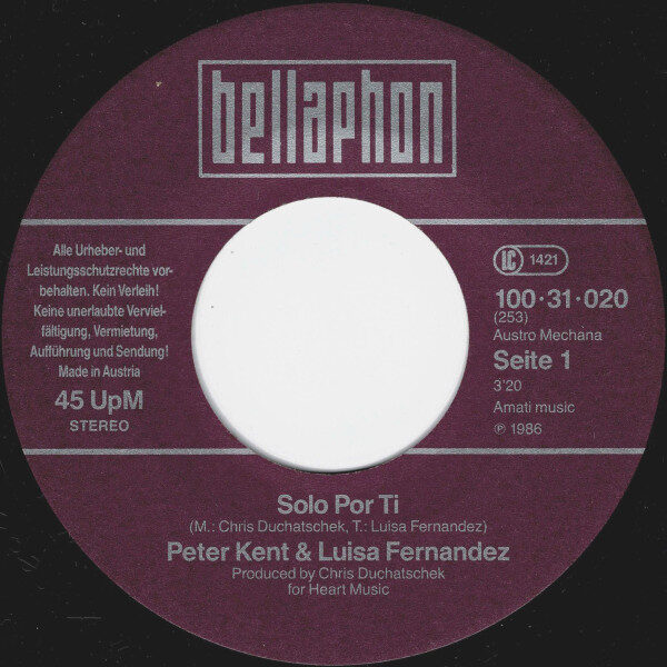 Peter Kent & Luisa Fernandez* – Solo Por Ti (Single) – Bild 3
