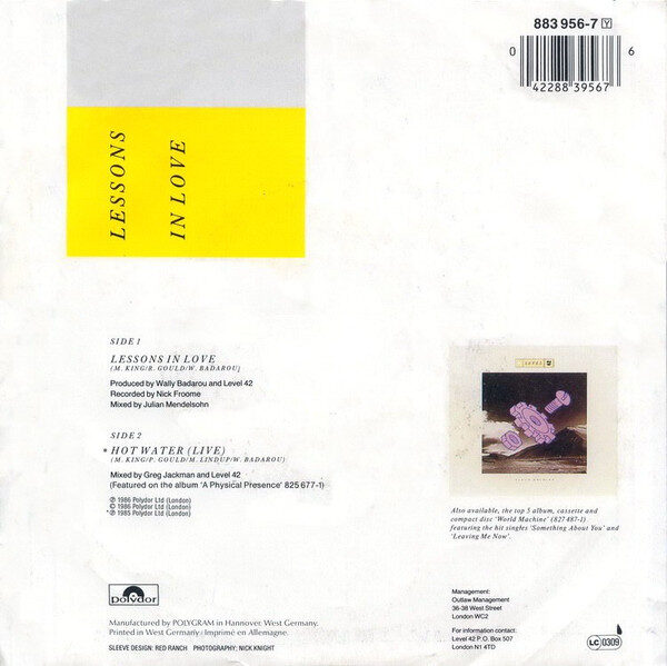 Level 42 – Lessons In Love (Single) – Bild 2