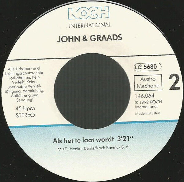 John & Graads – Na Drieën Op De Knieën (Single) – Bild 3