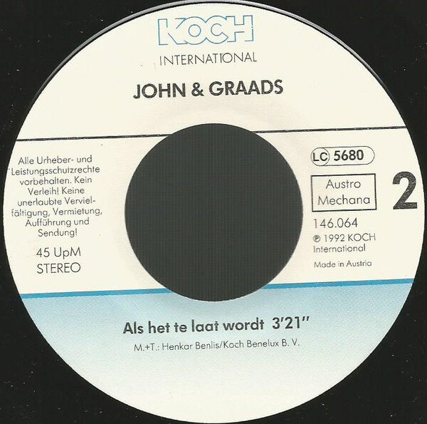 John & Graads – Na Drieën Op De Knieën (Single) – Bild 3