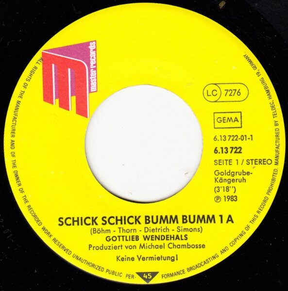 Gottlieb Wendehals – Schick, Schick, Bumm, Bumm 1A (Single) – Bild 3