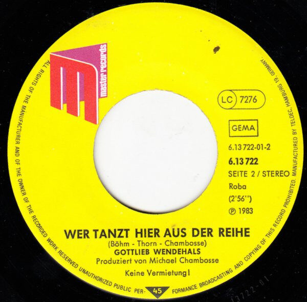 Gottlieb Wendehals – Schick, Schick, Bumm, Bumm 1A (Single) – Bild 4