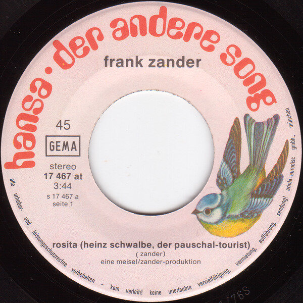 Frank Zander – Rosita (Heinz Schwalbe Der Pauschaltourist) / Oh, Susi (Der Zensierte Song) (Single) – Bild 3