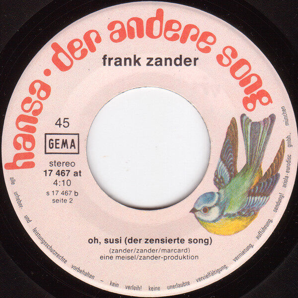 Frank Zander – Rosita (Heinz Schwalbe Der Pauschaltourist) / Oh, Susi (Der Zensierte Song) (Single) – Bild 4