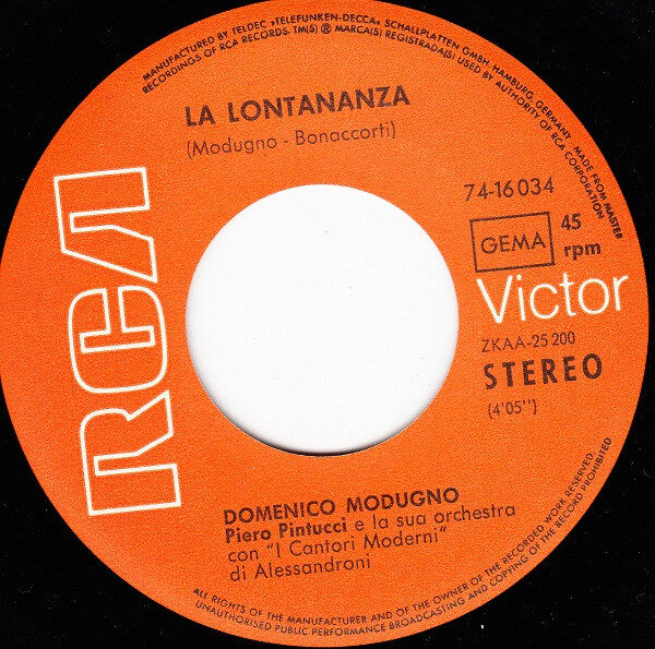 Domenico Modugno – La Lontananza • Ti Amo, Amo Te (Single) – Bild 3