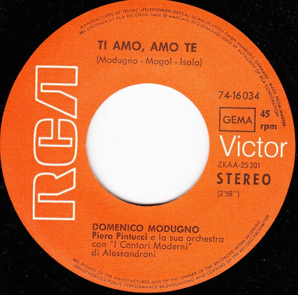 Domenico Modugno – La Lontananza • Ti Amo, Amo Te (Single) – Bild 4