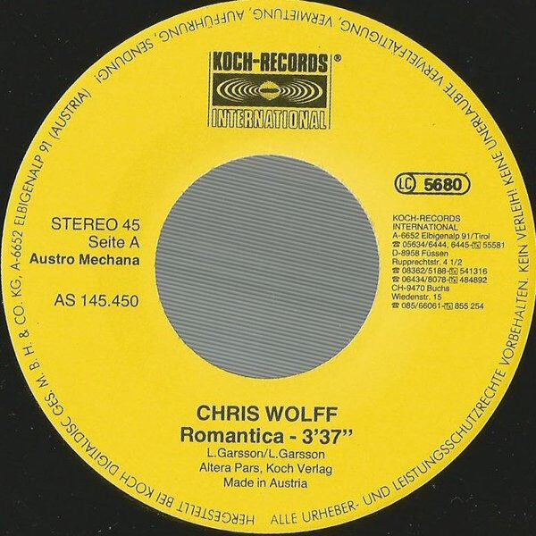 Chris Wolff – Romantica / Mia Bella Maria (Single) – Bild 2