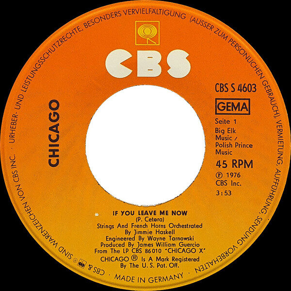 Chicago (2) – If You Leave Me Now (Single) – Bild 3