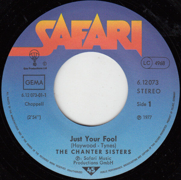 Chanter Sisters – Just Your Fool / Talking Too Much About My Baby (Single) – Bild 3