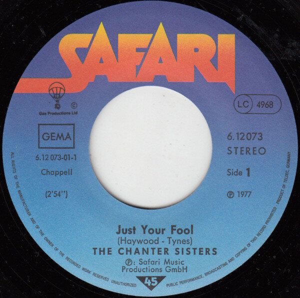 Chanter Sisters – Just Your Fool / Talking Too Much About My Baby (Single) – Bild 3