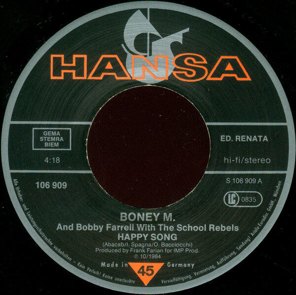 Boney M. And Bobby Farrell With The School-Rebels* – Happy Song (Single) – Bild 3