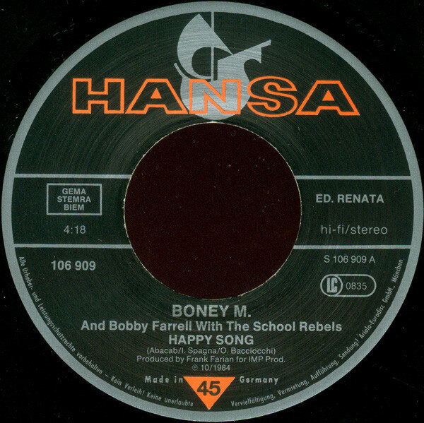 Boney M. And Bobby Farrell With The School-Rebels* – Happy Song (Single) – Bild 3