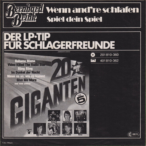 Bernhard Brink – Wenn And're Schlafen (Single) – Bild 2