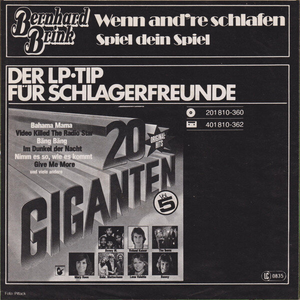 Bernhard Brink – Wenn And're Schlafen (Single) – Bild 2