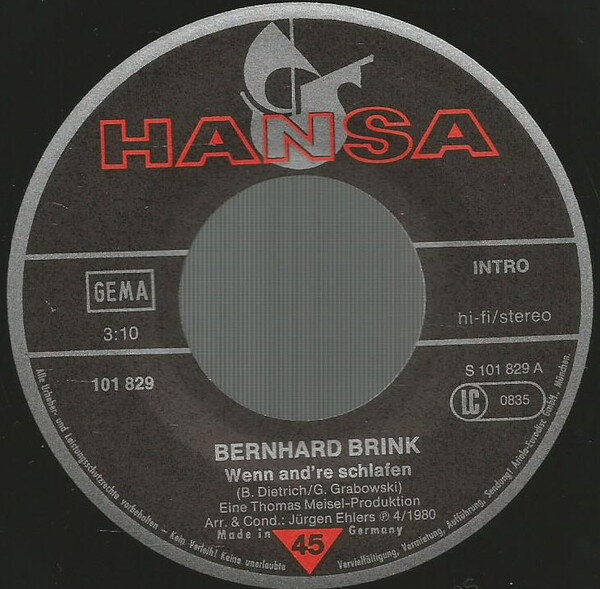 Bernhard Brink – Wenn And're Schlafen (Single) – Bild 3