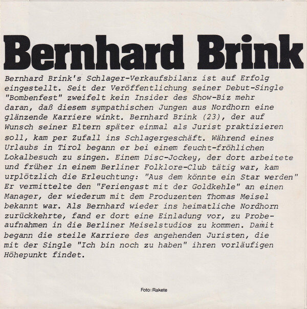 Bernhard Brink – Ich Bin Noch Zu Haben (Single) – Bild 2