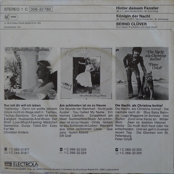 Bernd Clüver – Hinter Deinem Fenster (Single) – Bild 2