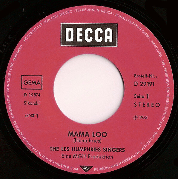 The Les Humphries Singers* – Mama Loo (Single) – Bild 3