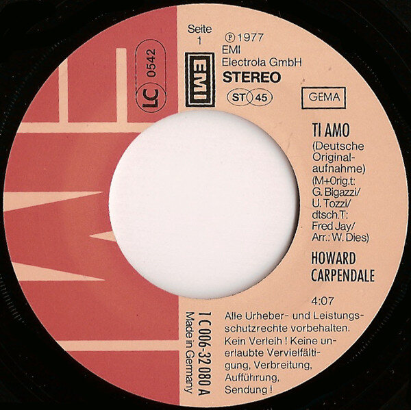 Howard Carpendale – Ti Amo (Single) – Bild 3