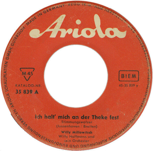 Willy Millowitsch – Schnaps, Das War Sein Letztes Wort / Ich Halt' Mich An Der Theke Fest (Single) – Bild 4