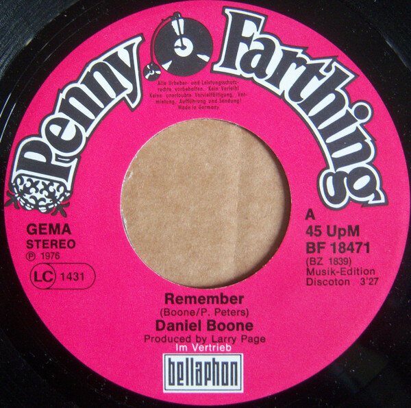 Daniel Boone – Remember (Single) – Bild 2