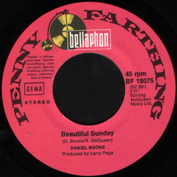Daniel Boone – Beautiful Sunday (Single) – Bild 2