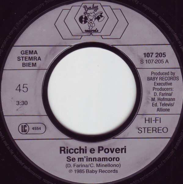Ricchi & Poveri* – Se M'Innamoro (Single) – Bild 3