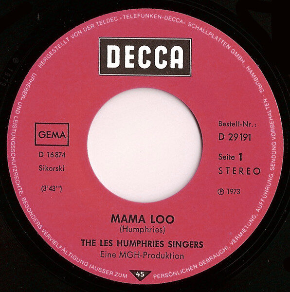 The Les Humphries Singers* – Mama Loo (Single) – Bild 3