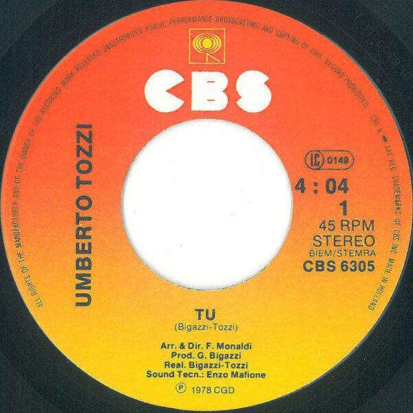 Umberto Tozzi – Tu (Single) – Bild 3