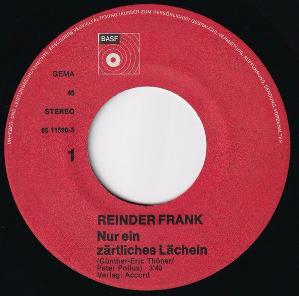 Reinder Frank – Nur Ein Zärtliches Lächeln (Single) – Bild 3