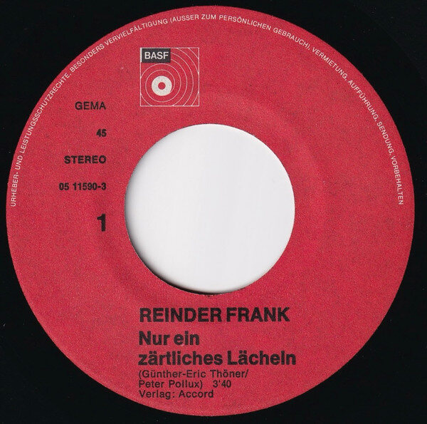 Reinder Frank – Nur Ein Zärtliches Lächeln (Single) – Bild 3