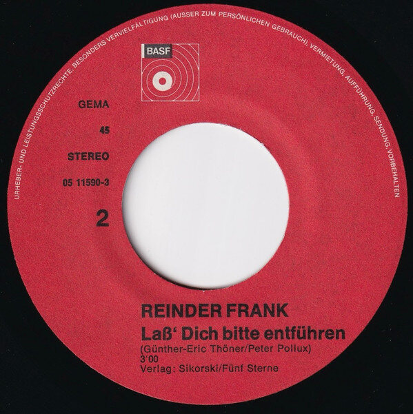 Reinder Frank – Nur Ein Zärtliches Lächeln (Single) – Bild 4