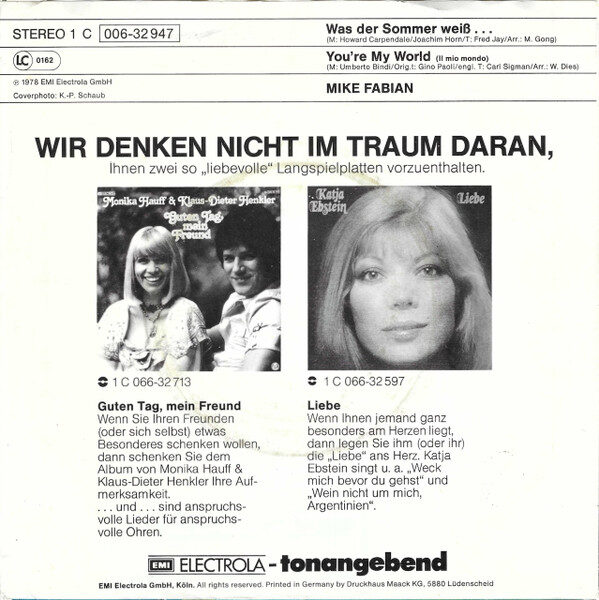 Mike Fabian – Was Der Sommer Weiss... (Single) – Bild 2