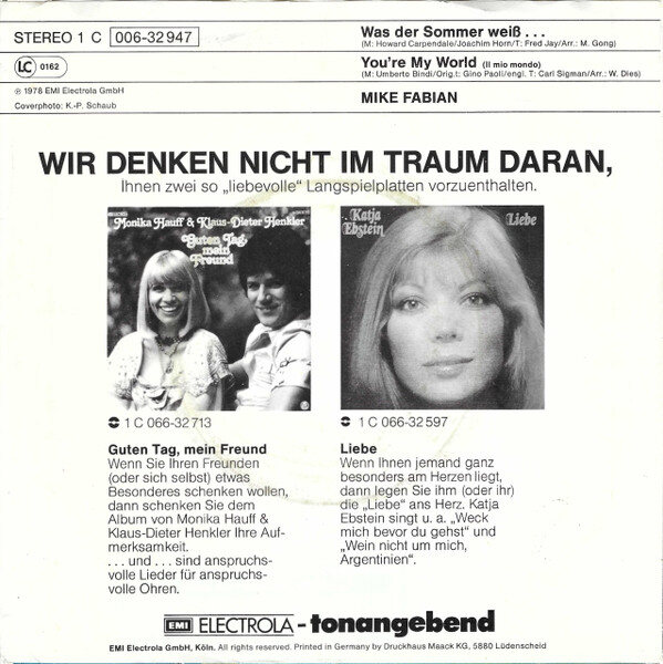 Mike Fabian – Was Der Sommer Weiss... (Single) – Bild 2