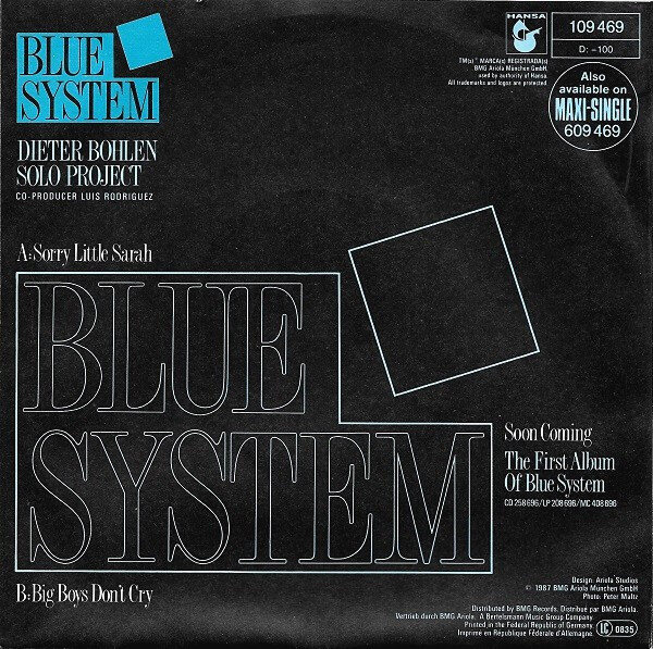 Blue System – Sorry Little Sarah (Single) – Bild 2