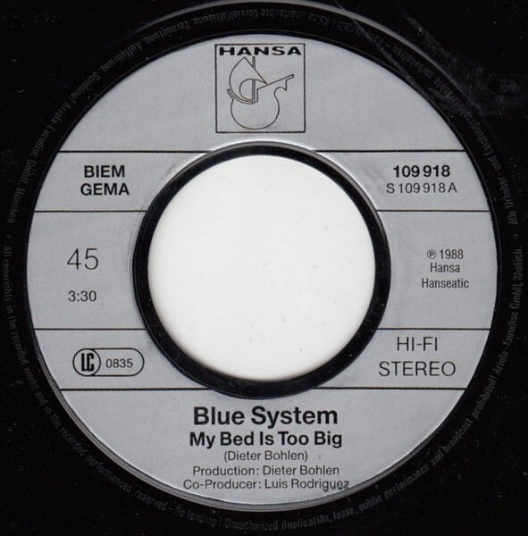 Blue System – My Bed Is Too Big (Single) – Bild 3