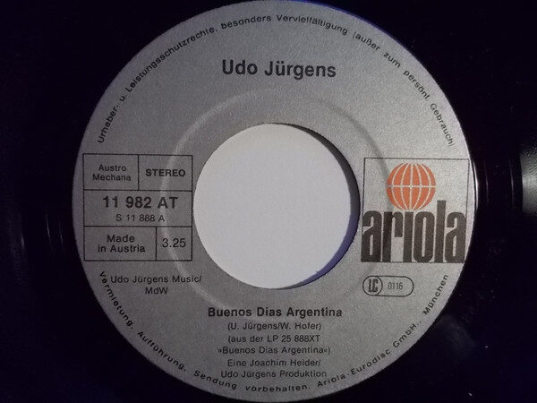 Udo Jürgens – Buenos Dias Argentina / Er Hält Den Ball (Sie Hält Den Daumen) (Single) – Bild 2