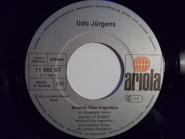 Udo Jürgens – Buenos Dias Argentina / Er Hält Den Ball (Sie Hält Den Daumen) (Single) – Bild 2
