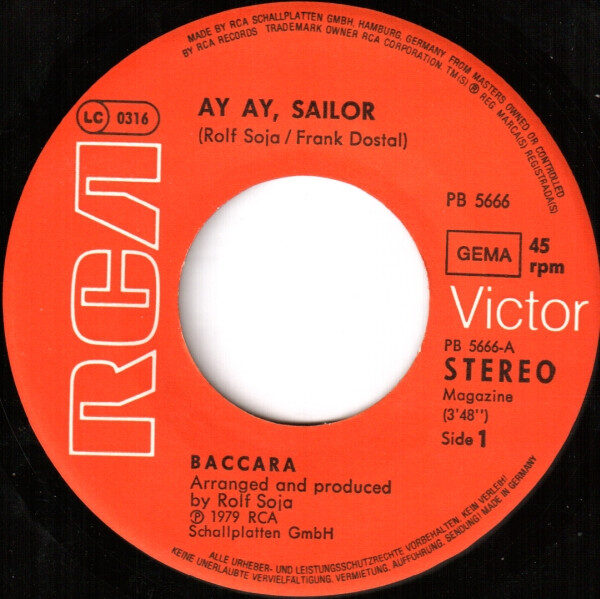 Baccara – Ay, Ay Sailor / One, Two, Three, That's Life (Single) – Bild 3