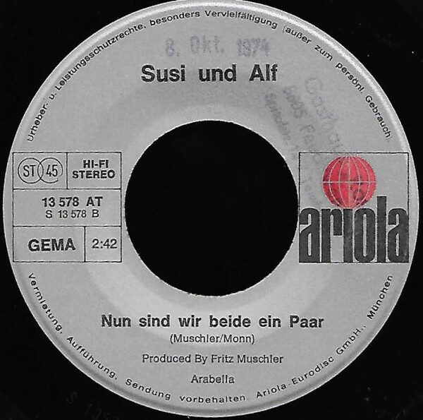 Susi Und Alf* – Ich Lebe Nur Für Dich Allein / Nun Sind Wir Beide Ein Paar (Single) – Bild 4