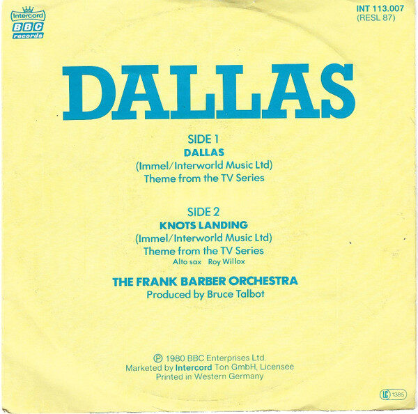 The Frank Barber Orchestra – Dallas (Single) – Bild 2